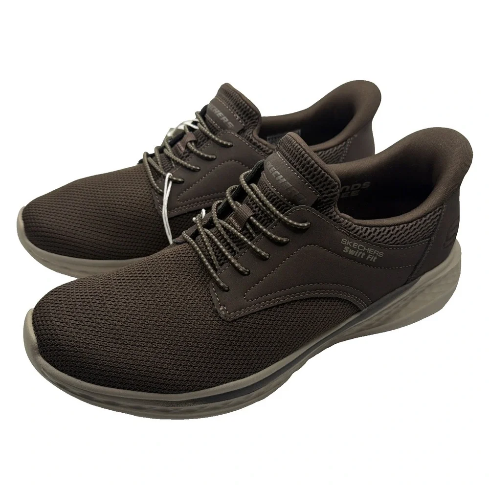 Skechers Men's Brown Swift Fit Shoes Hands-Free Slip-On Memory Foam Size 10